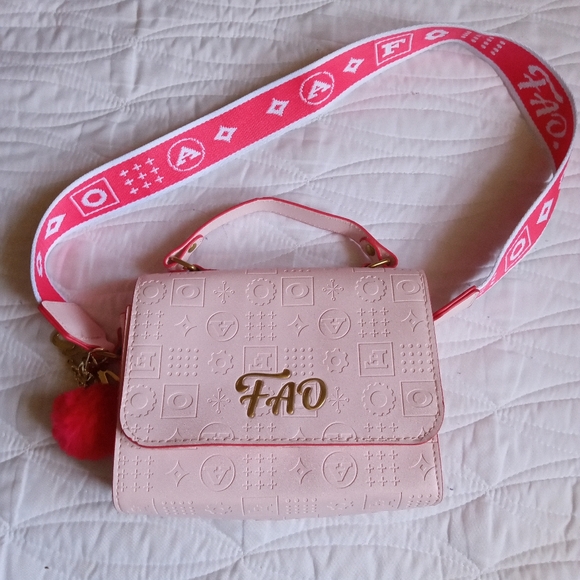 FA Handbags - FA Blush Pink Crossbody Bag with Patterned Strap